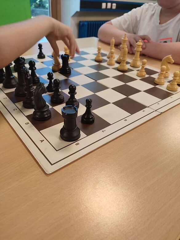 Bild von den Schachbrettern, die für das Turnier aufgestellt wurden. 