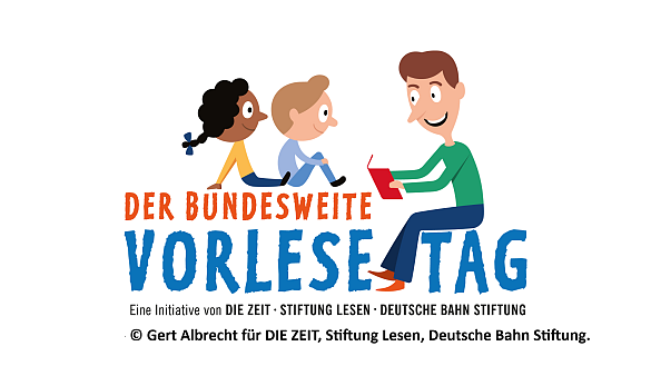 Logo zum bundesweiten Vorlesetag Copyright Gert Albrecht für DIE ZEIT, Stiftung Lesen, Deutsche Bahn Stiftung