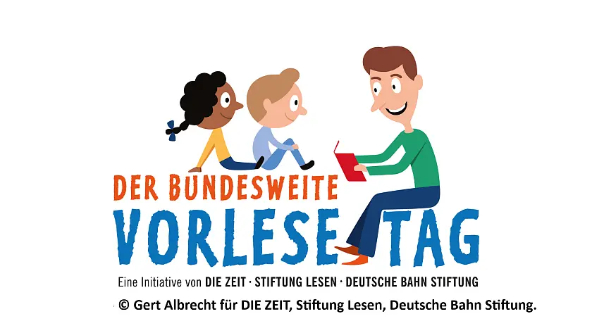 Logo zum bundesweiten Vorlesetag Copyright Gert Albrecht für DIE ZEIT, Stiftung Lesen, Deutsche Bahn Stiftung