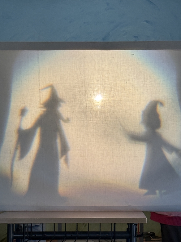 Schattentheater mit zwei Figuren