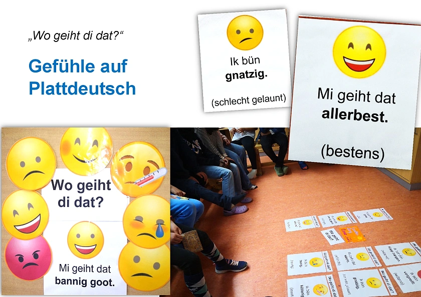 Die Kinder lernen die Wörter für Gefühle.