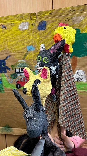 Handpuppen aus Gips