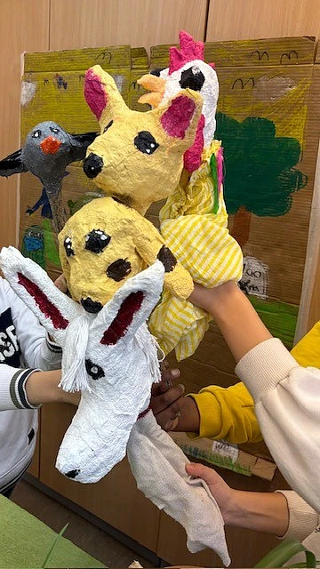 Handpuppen aus Gips